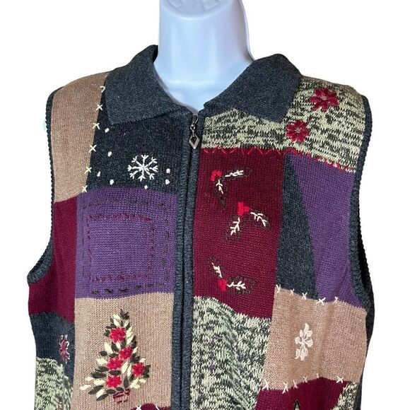 Christopher & Banks Hand Embroidered Christmas/Holiday Sweater Vest - Picture 5 of 9